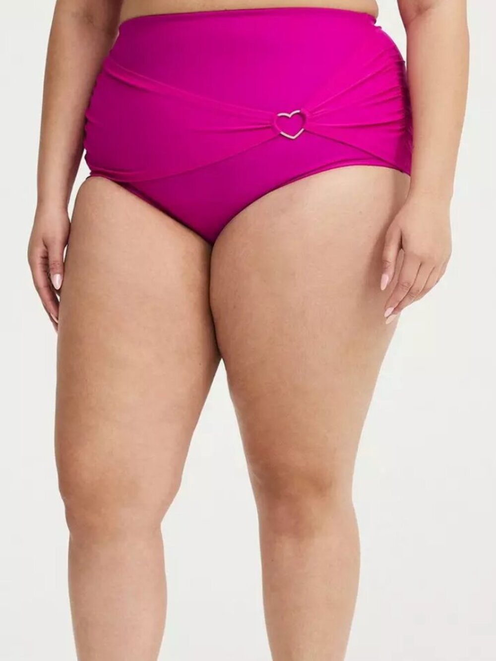 ❤️NWT TORRID RUCHED BRIGHT FUSCHIA SWIM BOTTOM HEART DETAIL HIGH WAIST PLUS SIZE